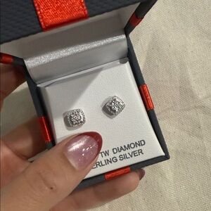 Sterling Silver Diamond Earrings